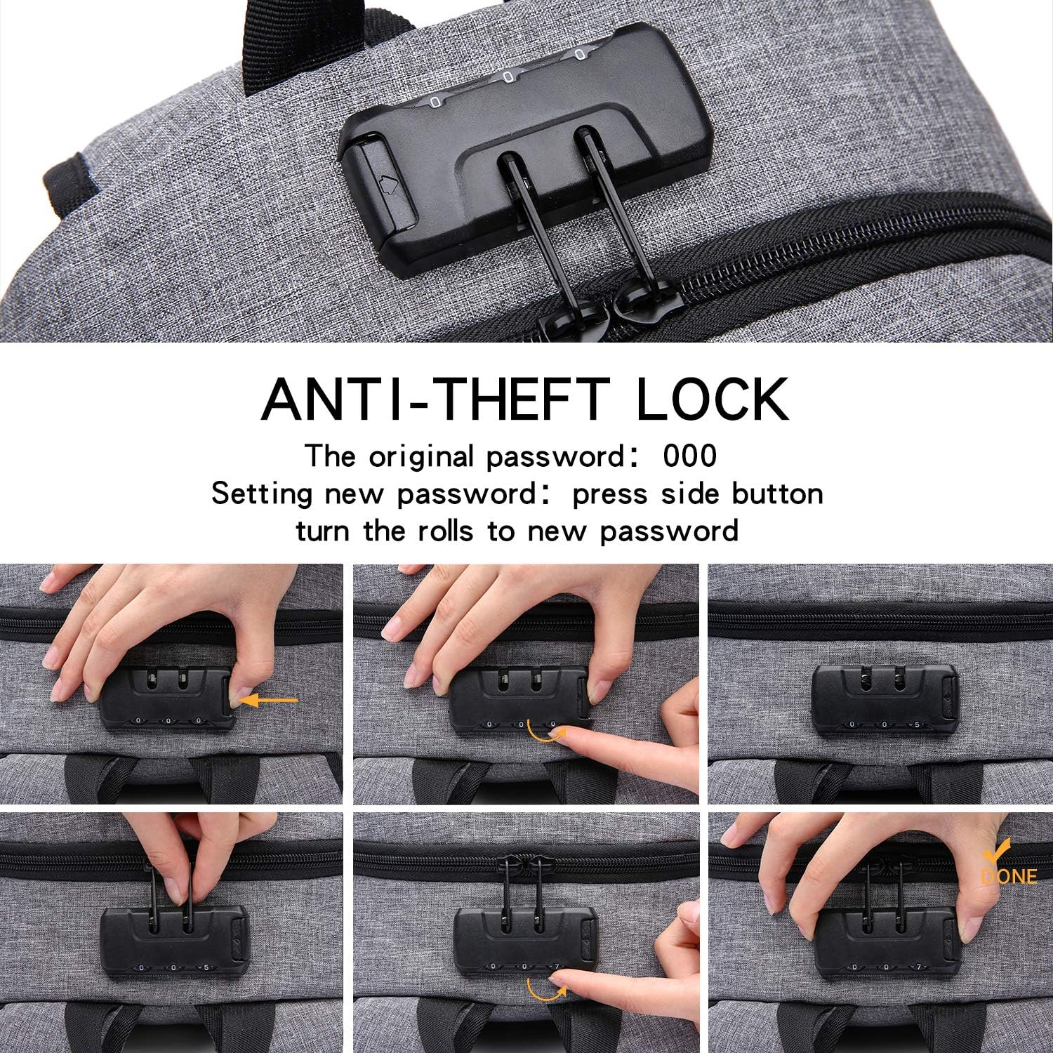 Thumbnail 6 de WENIG Laptop-Rucksack Herren mit Anti-Diebstahl & USB-Ladeanschluss für 15,6 Zoll – Business & Reisen