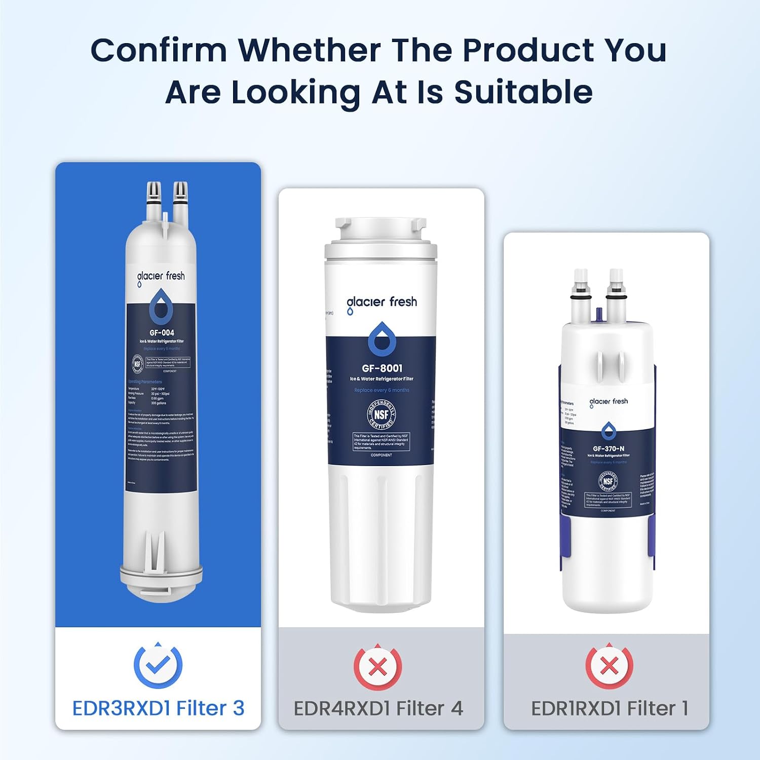 Detalle de GLACIER FRESH Refrigerator Water Filter 3-Pack