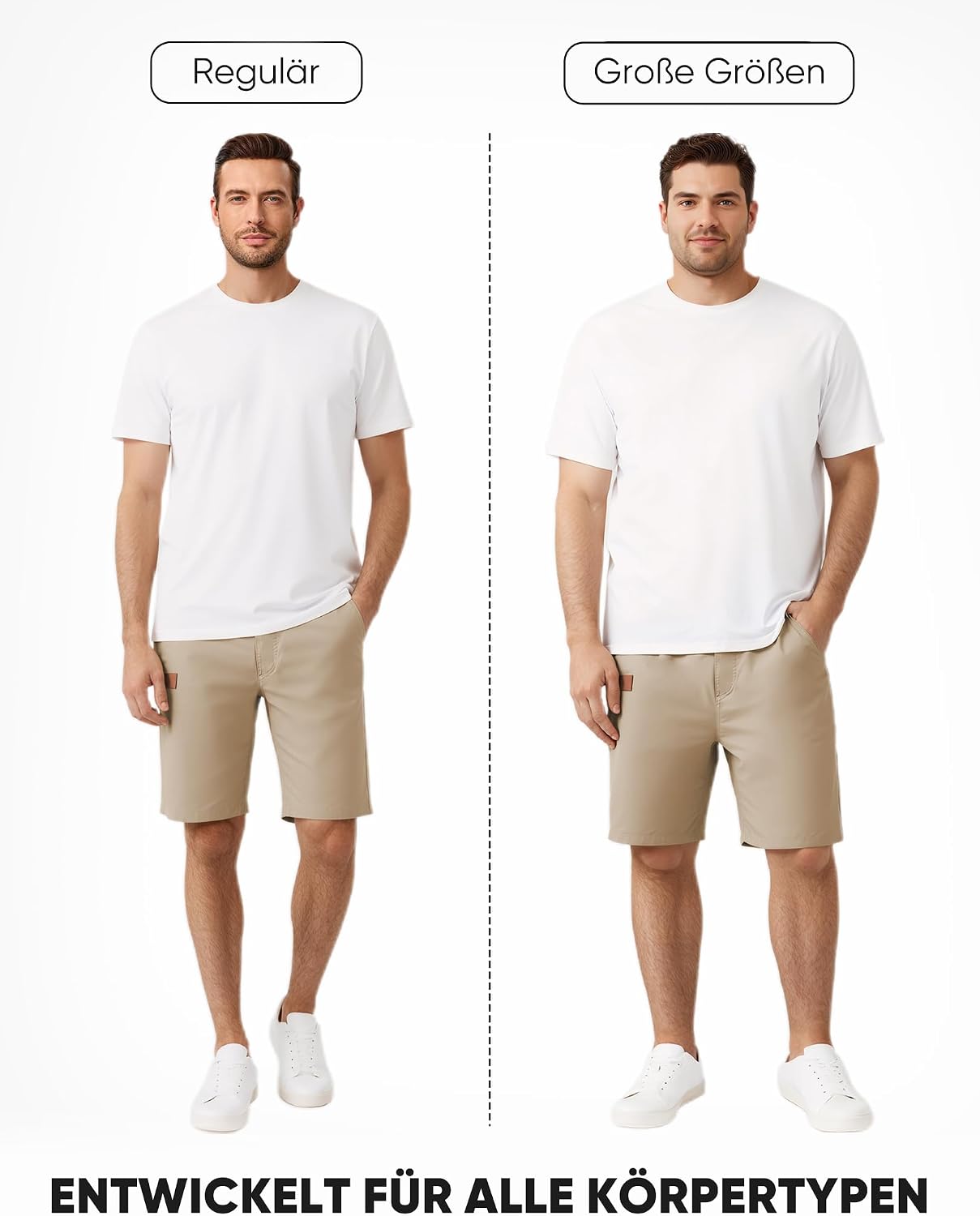Detalle de JMIERR Kurze Hosen Herren – Sommer-Shorts aus Baumwolle mit elastischer Taille und Taschen