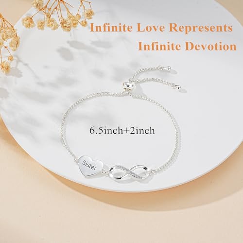 Thumbnail 3 de Smilya Sister Birthday Gifts for Girls: Adjustable Sterling Silver Heart & Infinity Bracelet