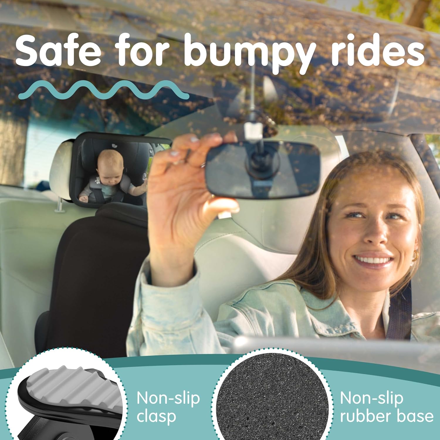 Thumbnail 2 de Onco Baby Car Mirror Bundle (Rear & Forward Facing) – 100% Shatterproof, Shakeproof Clip-On Mirrors