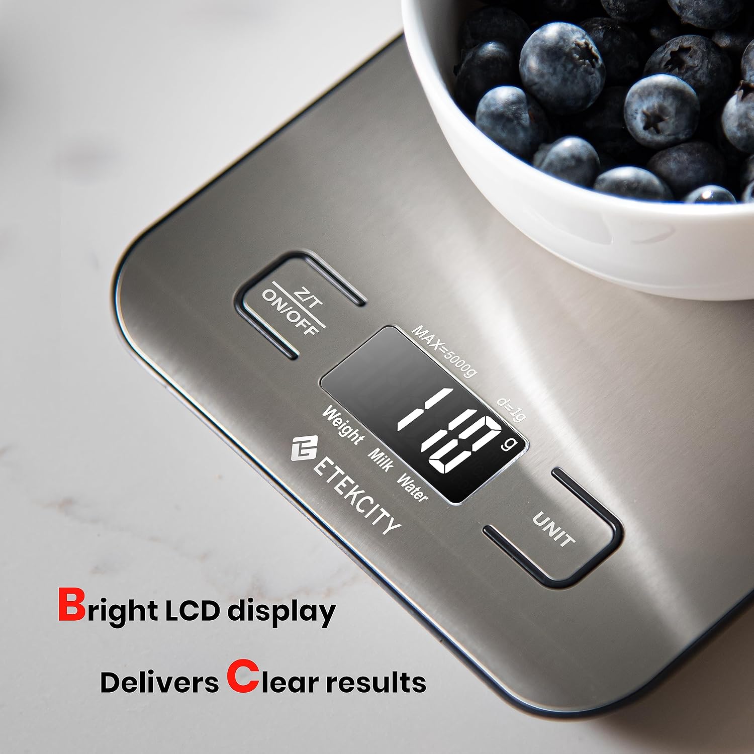 Detalle 2 de Etekcity Food Kitchen Scale – Digital Precision, 11 lb Capacity, 5 Units