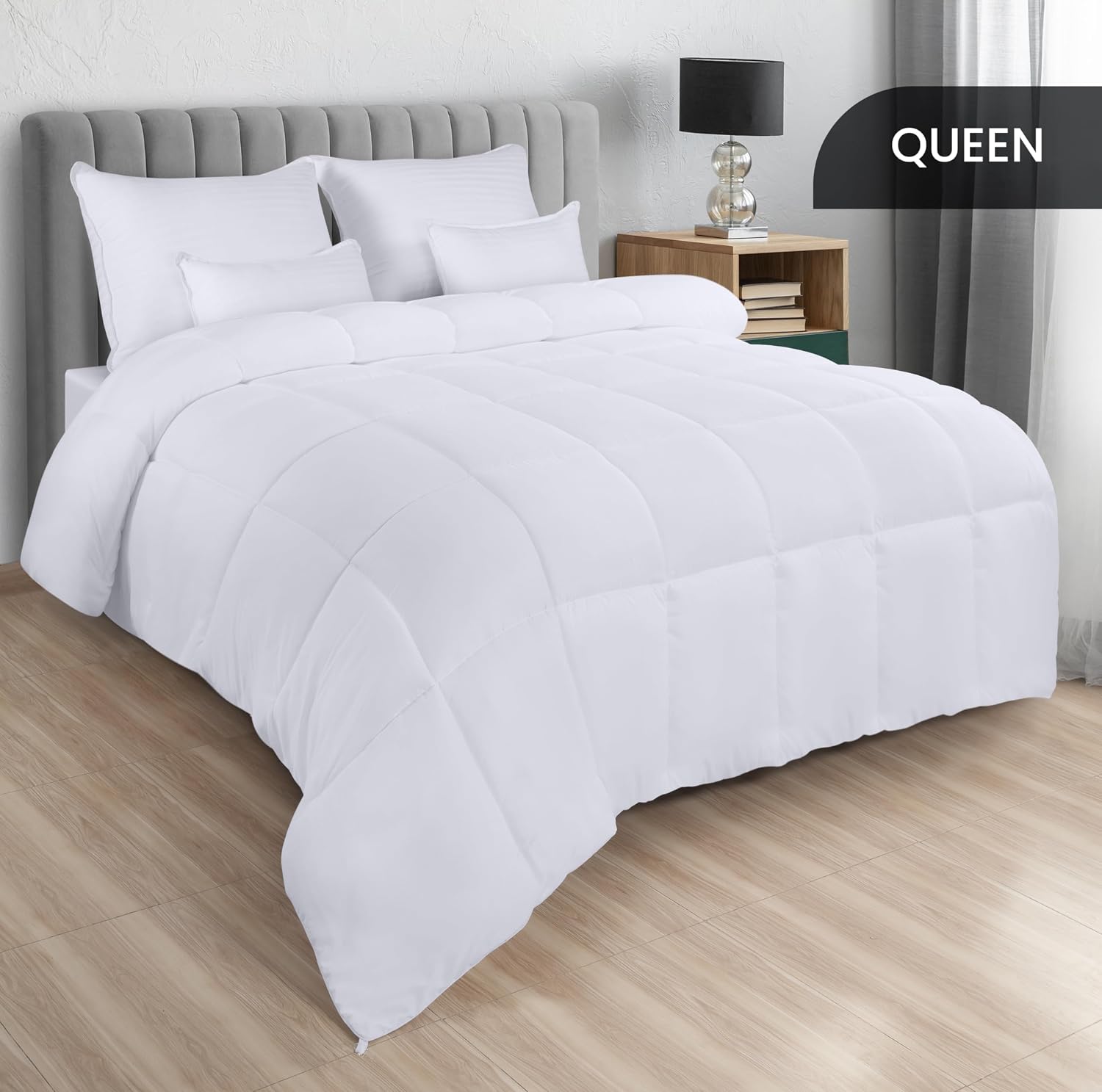 Detalle de Utopia Bedding Duvet Insert, Queen 88 x 88 Inches, White, Down Alternative
