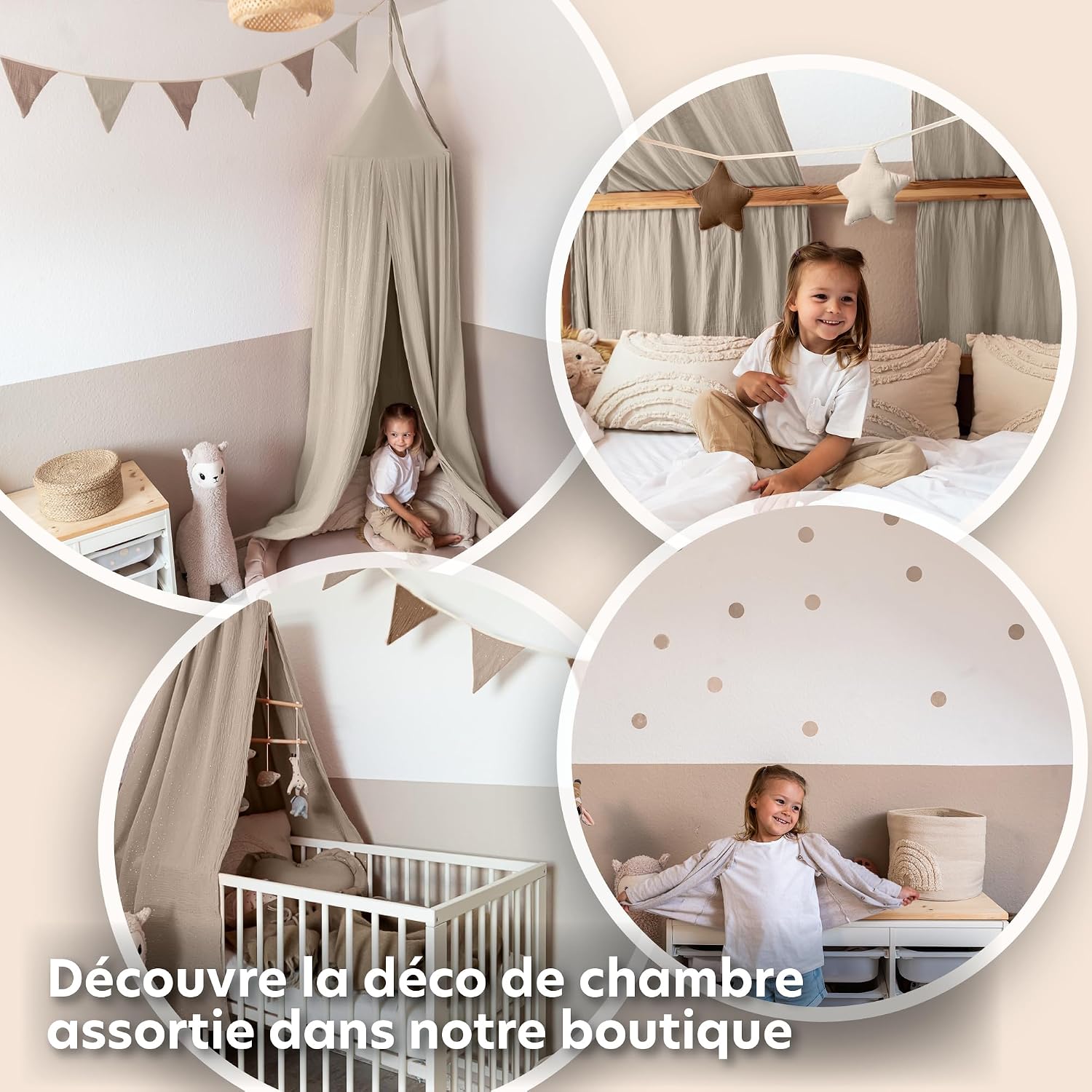 Thumbnail 6 de lilimaus BH-HB-135x320-WEISS bedgordijn van katoenen mousseline, wit, 2 delen