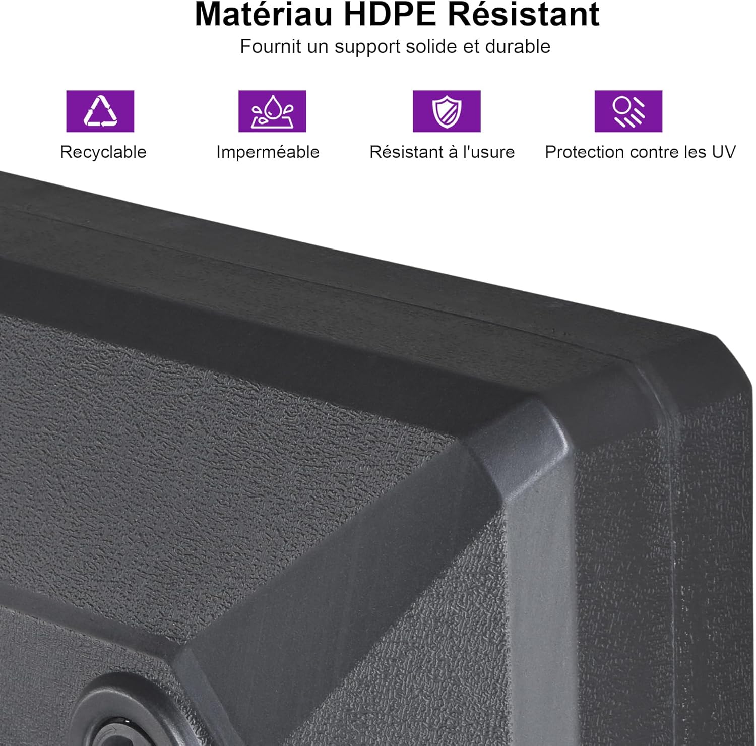 Thumbnail 3 de PURPLE LEAF MLB45: Pied de Parasol avec Roues et Base Remplissable 70 kg – Noir