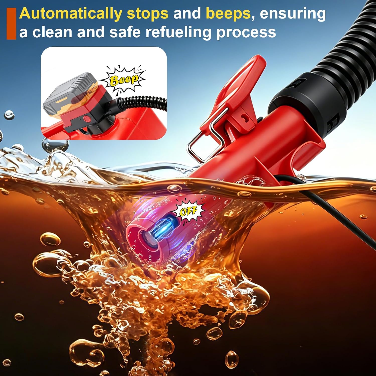 Thumbnail 5 de 5.5 GPM Cordless Fuel Transfer Pump with Auto Shut-Off & Beep Alert (Bare Tool) — 57" Hose, 4 Adapters, 20V/18V Battery Compatibility
