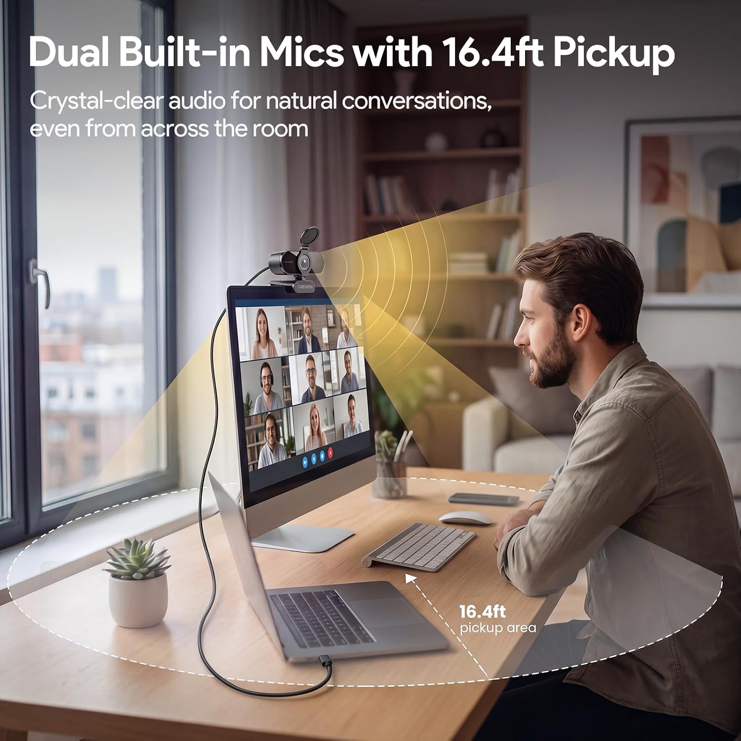 Thumbnail 4 de OIEXEN 1080P Webcam with Microphone and Privacy Cover — Plug & Play for UK Home Offices