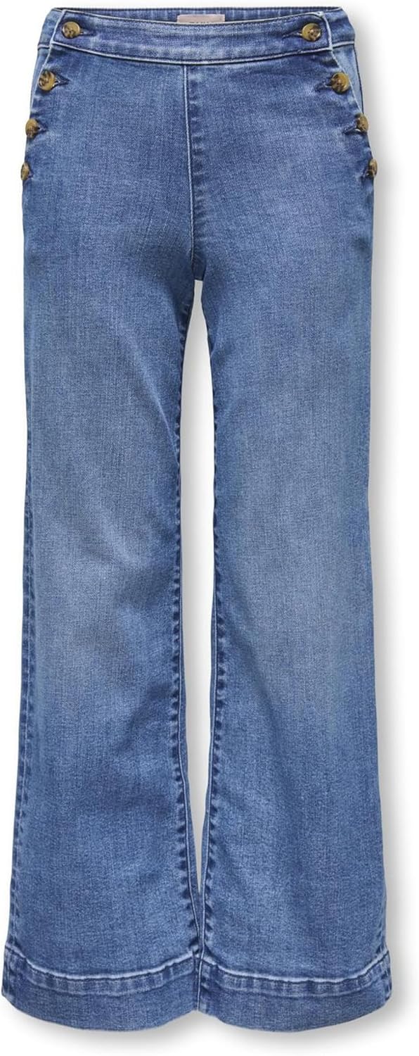 Detalle de Only Jeans da Ragazza a Gamba Larga KOGMADISON Vita Alta Ampio Taglio Gamba Jeans