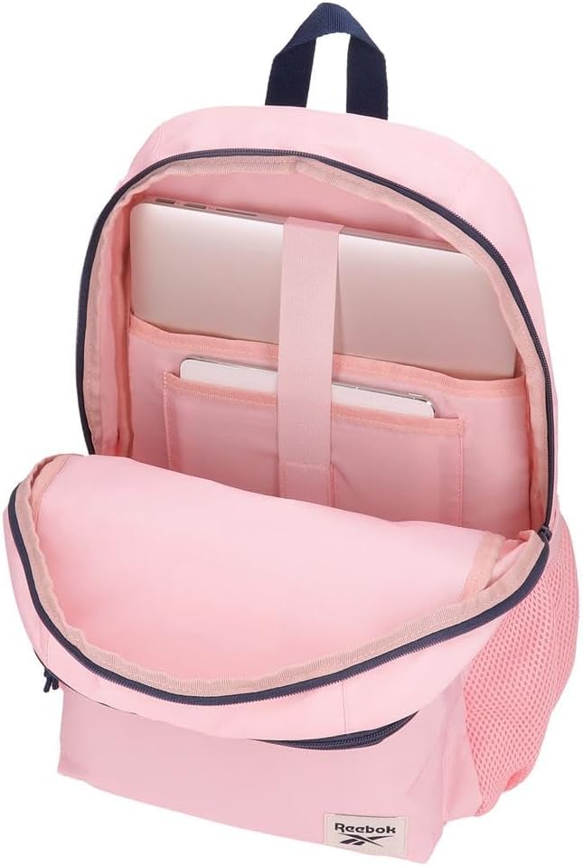 Detalle de Zaino Reebok Sidney – modello scuola, blu e rosa, poliestere, spallacci ergonomici imbottiti