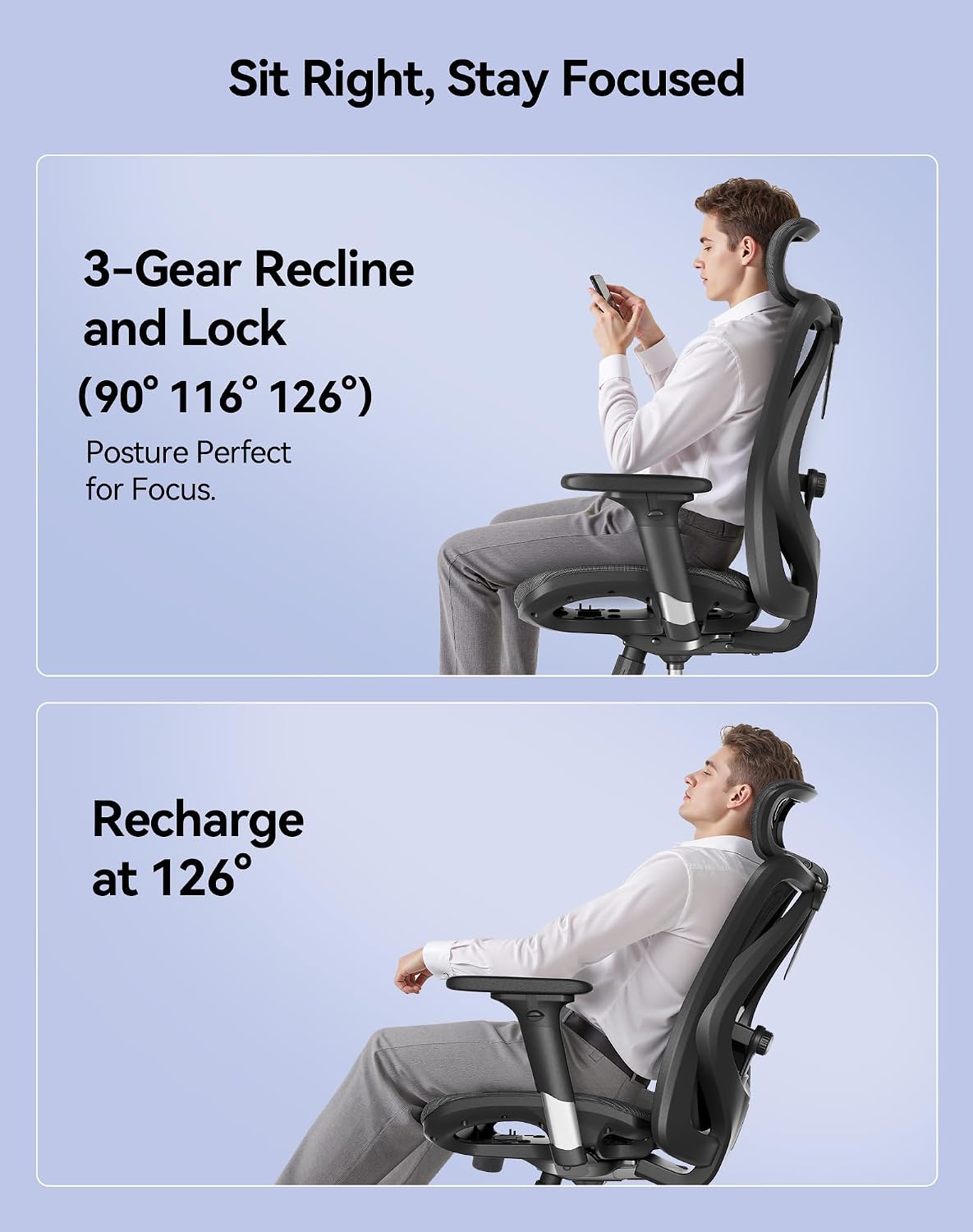 Thumbnail 6 de SIHOO M57: sedia ergonomica da ufficio con rete traspirante, supporto lombare e regolazioni 3D