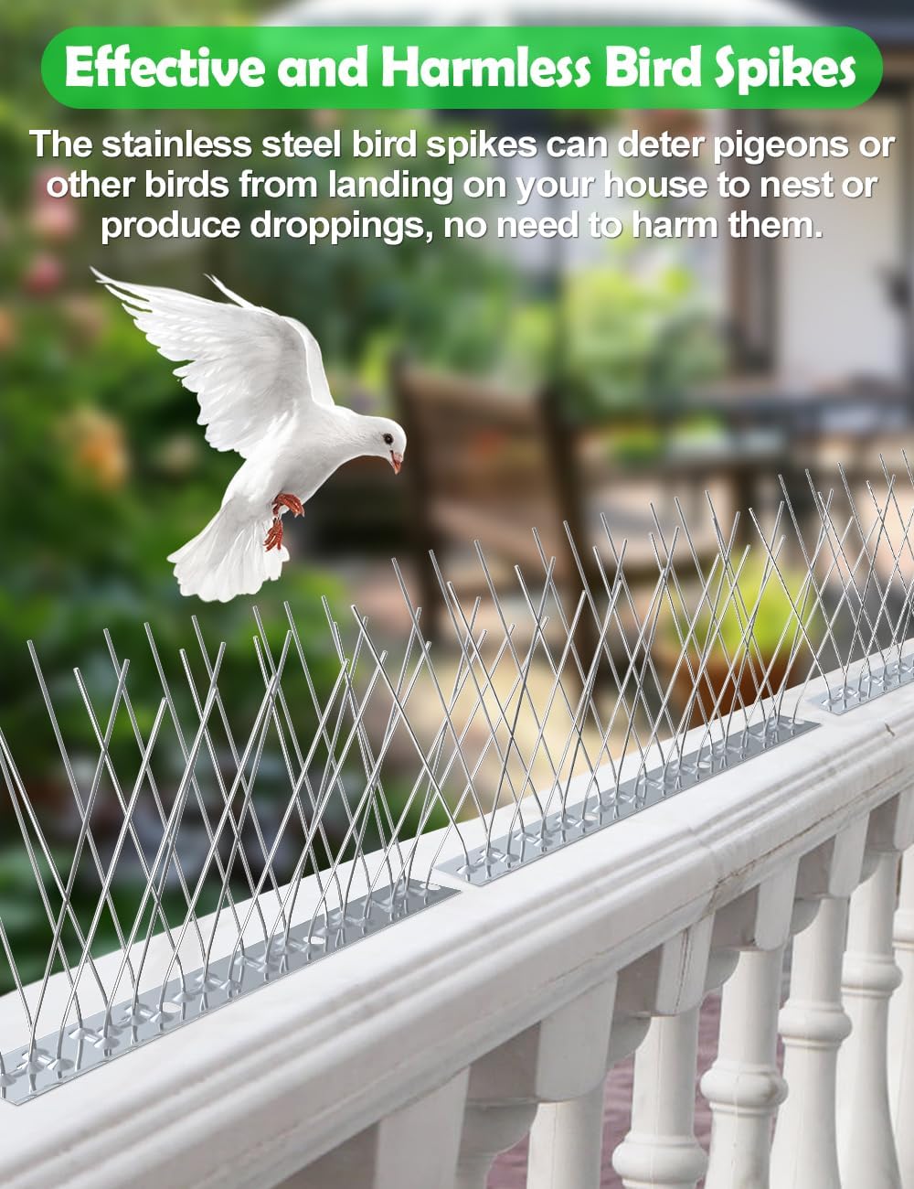 Thumbnail 2 de wohohoho Bird Spikes for Pigeons with Stainless Steel Base – 1.25m Pigeon Deterrent for Roofs and Windows