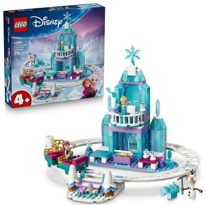 LEGO 43281 Castillo de Hielo de Elsa: 7 minifiguras y trineo para juego imaginativo