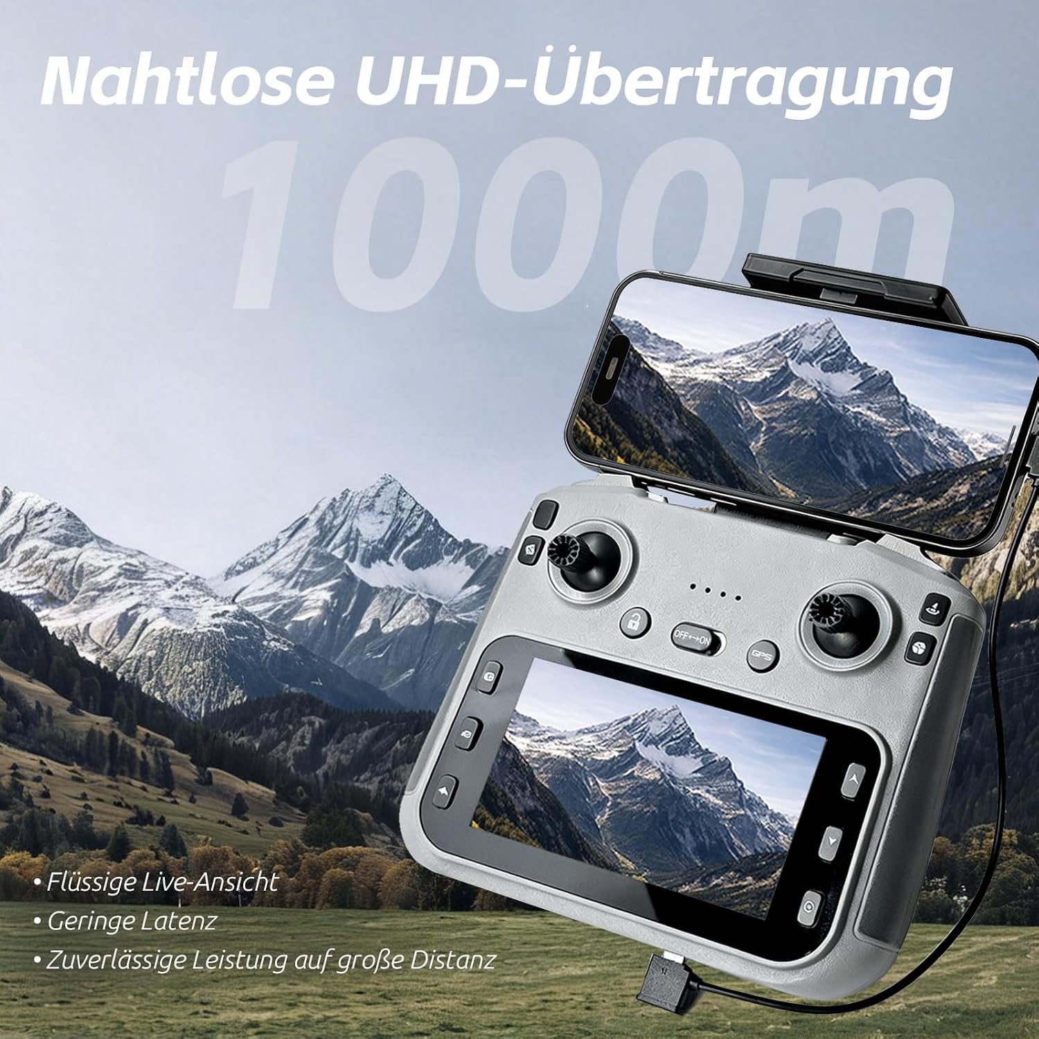 Thumbnail 1 de 800 Meter Reichweite Drohne mit 4K Kamera – 84 Minuten Flugzeit, faltbar, FPV, Auto-Hover, Auto-Follow (3 Akkus)