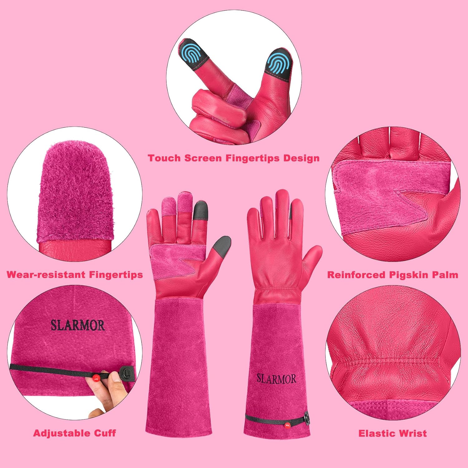 Thumbnail 1 de SLARMOR Leather Gardening Gloves for Women and Men – Thorn-Proof Cowhide, Elbow Gauntlet, Rose/ Blackberry Pruning