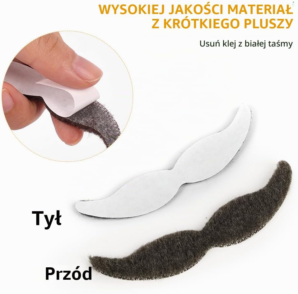 Thumbnail 2 de AUYAO sztuczne wąsy samoprzylepne z krótkiego pluszu na karnawał