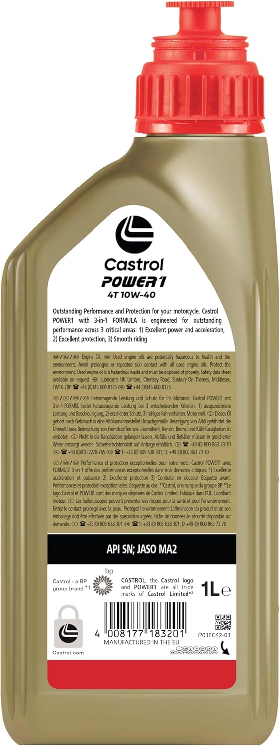 Thumbnail 1 de Castrol POWER1 4T 10W-40 Motoröl, 1L – HC-Synthese für Motorrad-Antriebssysteme