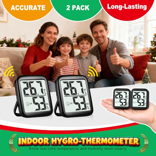 Thumbnail 8 de Antonki 2 Pack Indoor Room Thermometer Hygrometer – Real-Time Temperature & Humidity Monitor