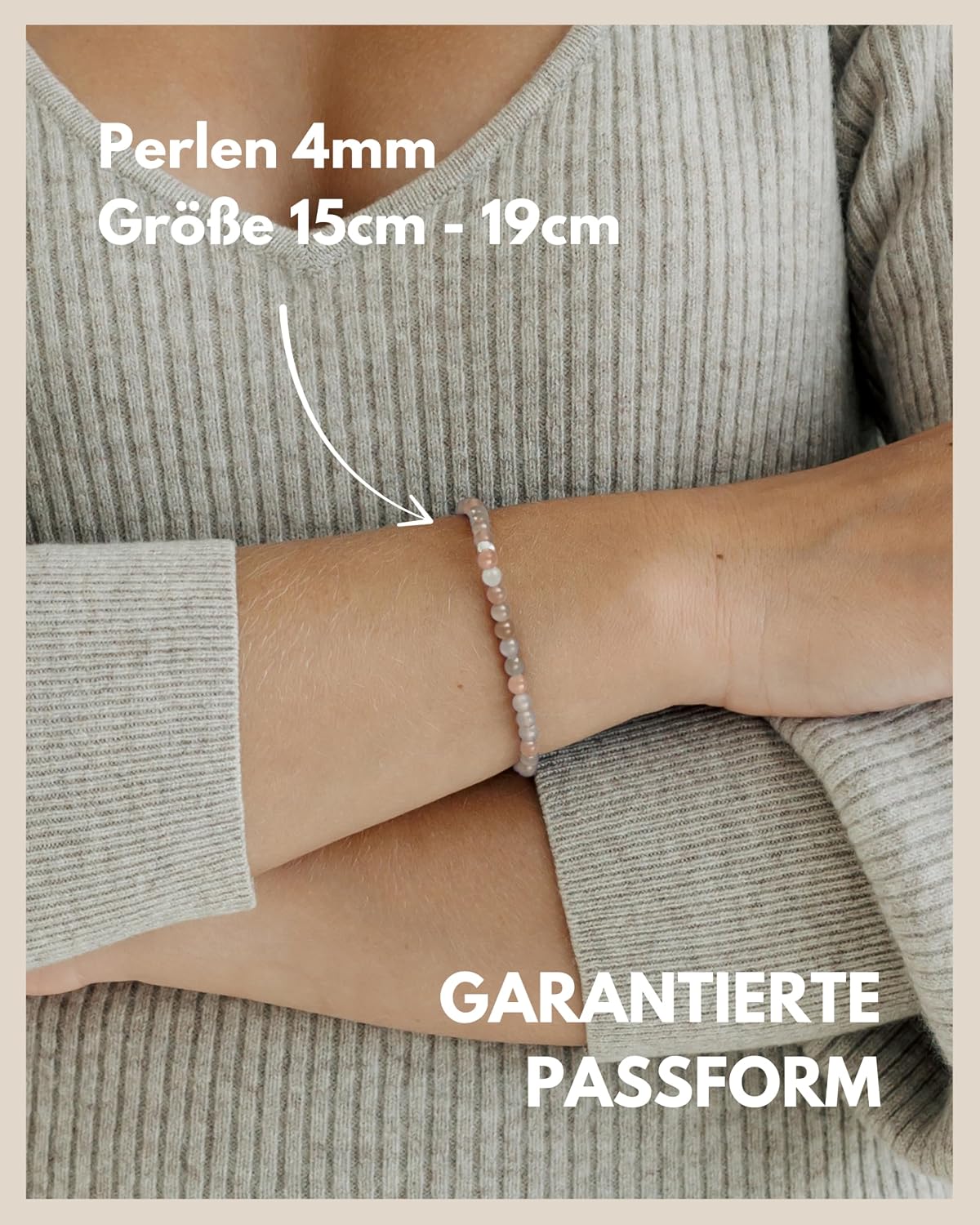 Thumbnail 4 de GD GOOD.designs Perlenarmband Damen – Naturstein 4 mm mit 925 Silber Zwischenperle, elastisch, 15–19 cm