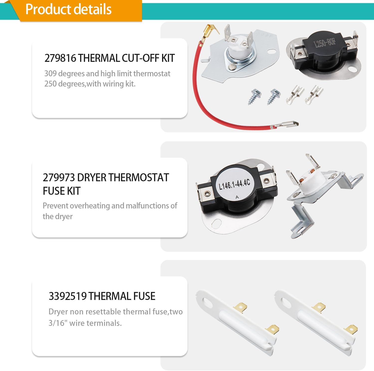 Thumbnail 5 de SupHomie Dryer Heating Element Kit for Kenmore Dryers, 5400W, 240V