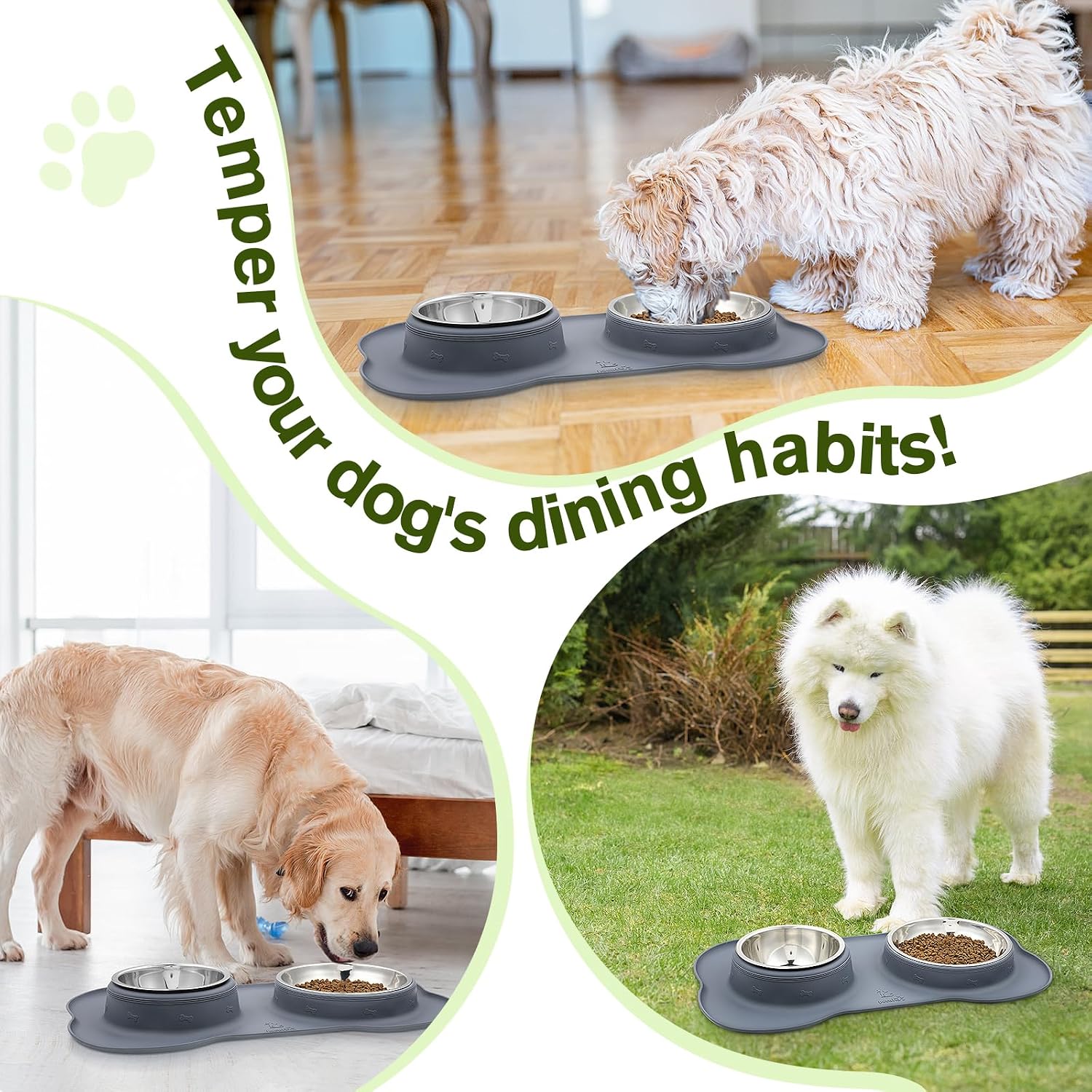 Thumbnail 6 de Pecute Double Stainless Steel Dog Bowls 14oz