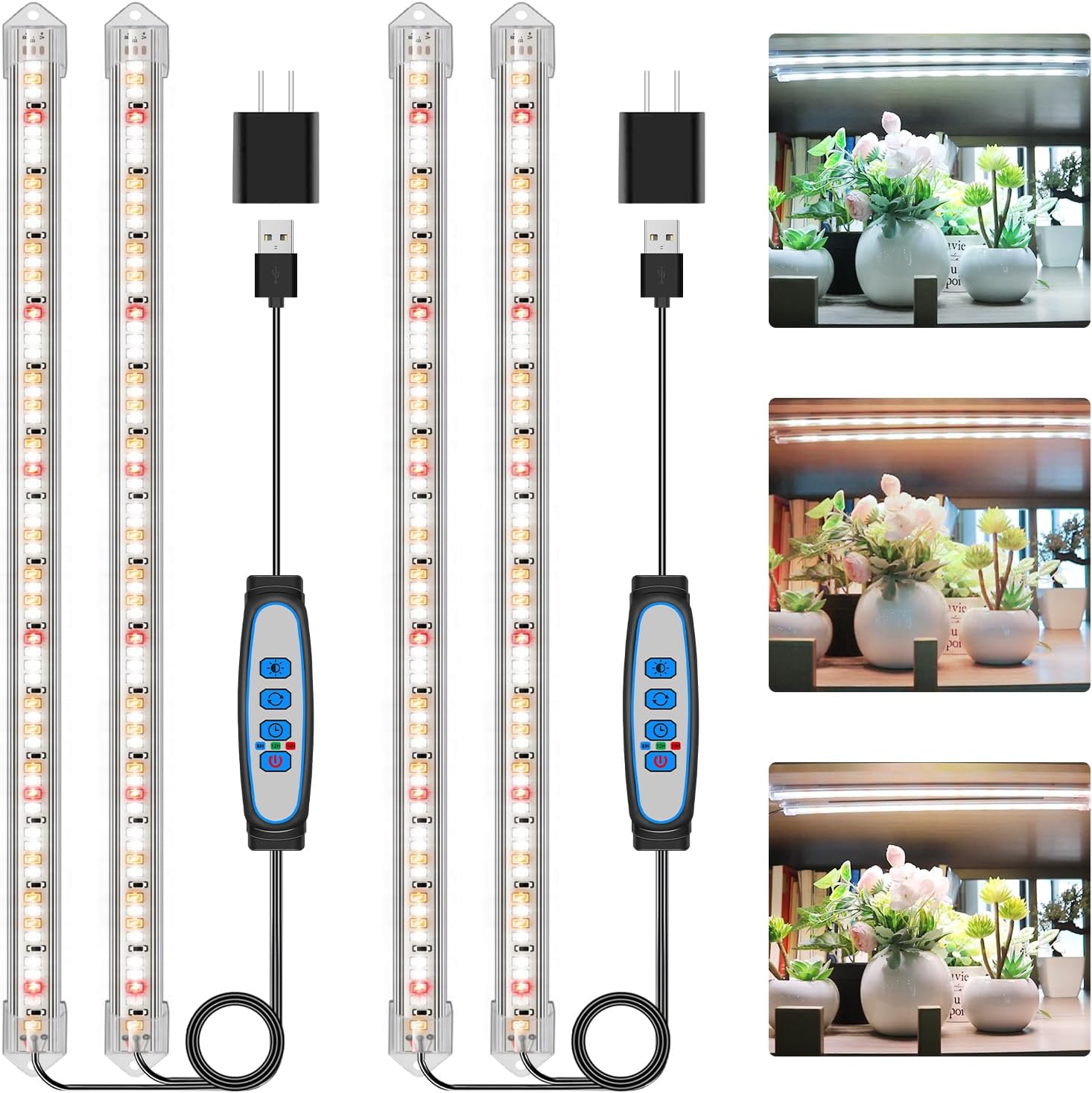 Detalle de Kullsinss BL-J20A 16in Grow Light Strips, 2-Bar Full-Spectrum LED
