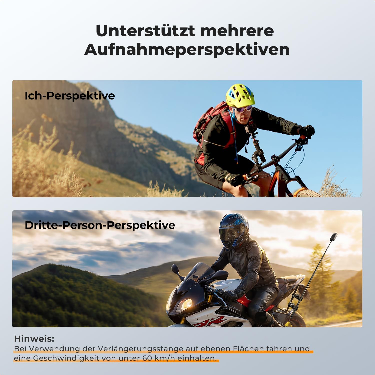 Detalle de K&F CONCEPT Doppelkopfige Motorrad-Fahrradhalterung mit zwei Super Clamp – 360° verstellbarer Magic Arm und Adapter
