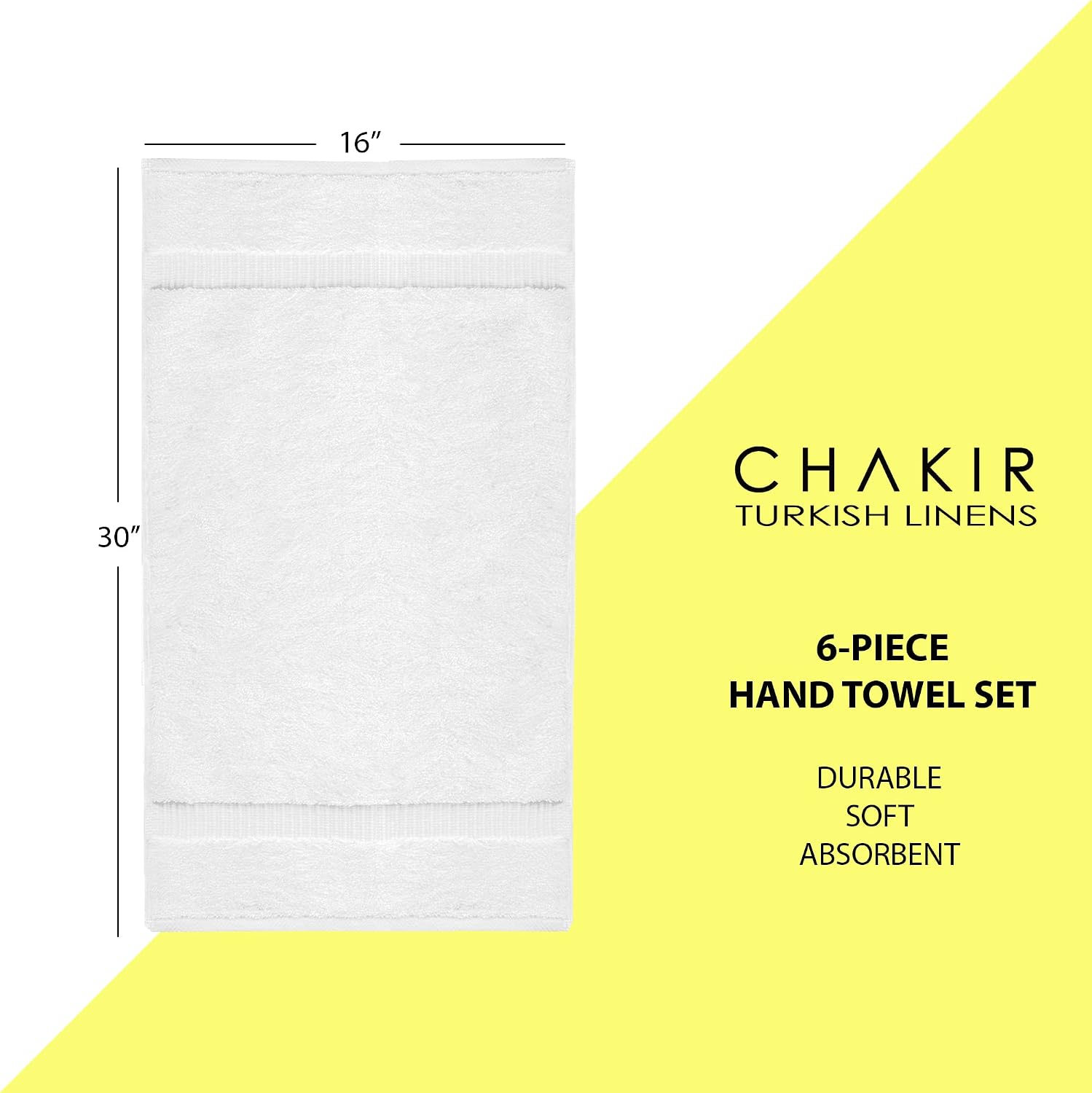 Detalle de Chakir Turkish Linens Hotel & Spa Quality 100% Cotton Turkish Hand Towels (6-Pack), White