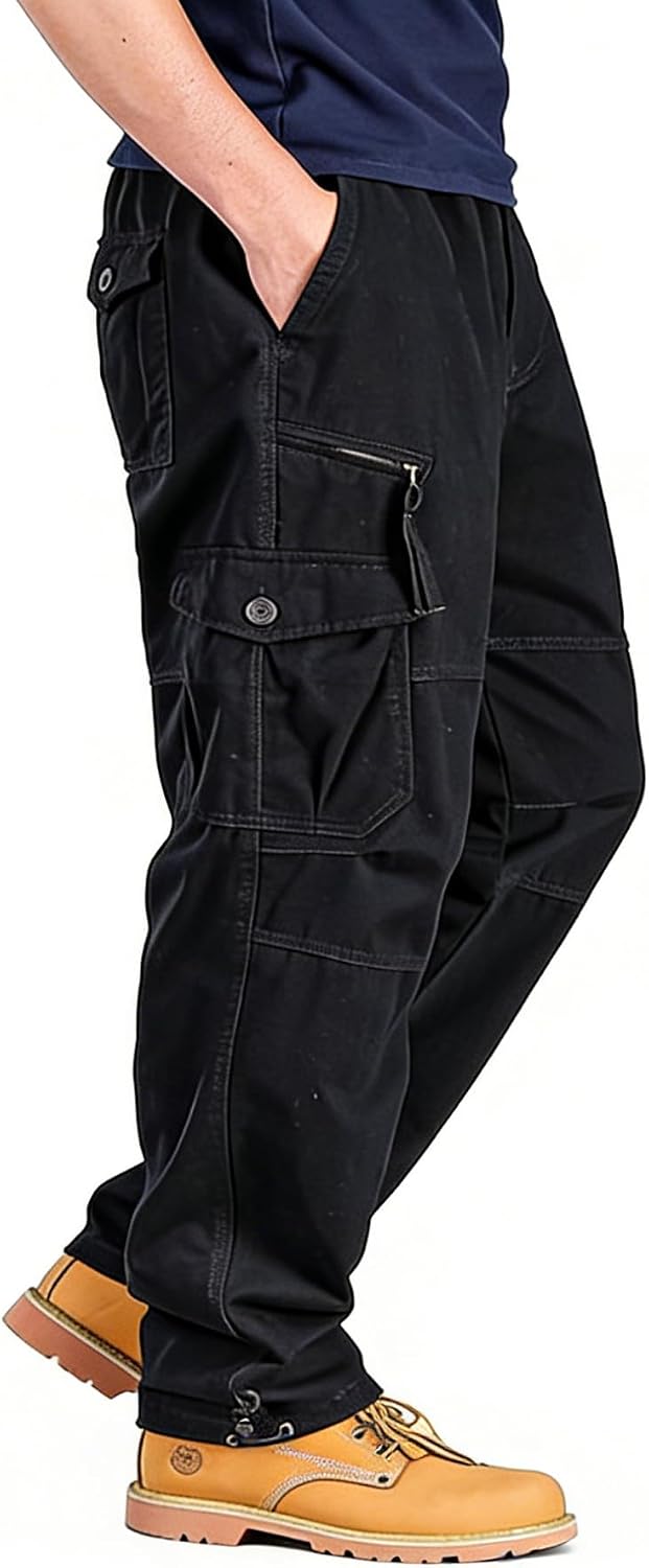 Detalle 2 de YAOBAOLE Pantalons cargo homme à taille élastique, multi-poches pour le travail et les sorties