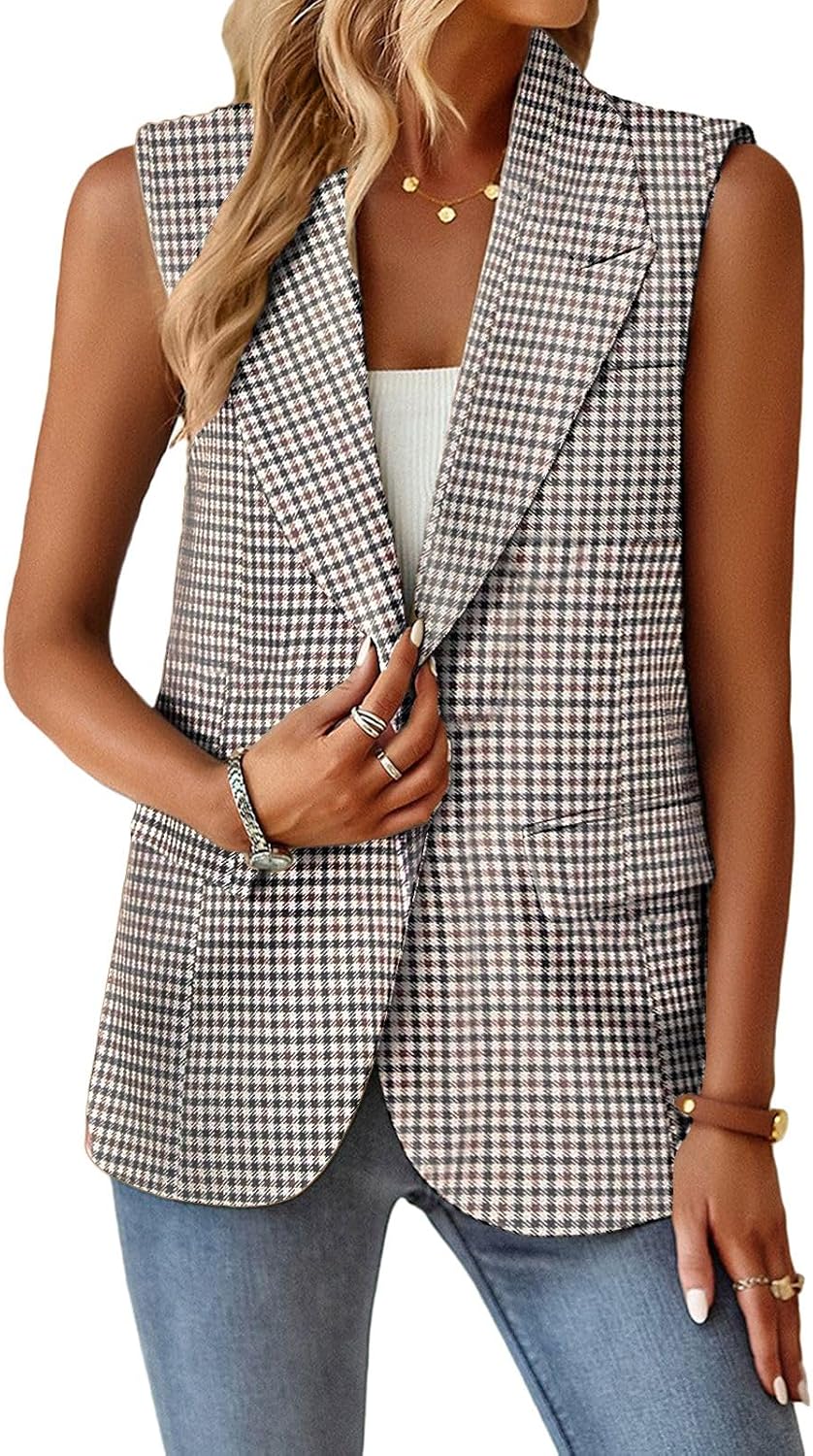 Thumbnail 2 de Mina Self 2026 Summer Women’s Sleeveless Vest Top — Lightweight Fully Lined Blazer Style with Pockets