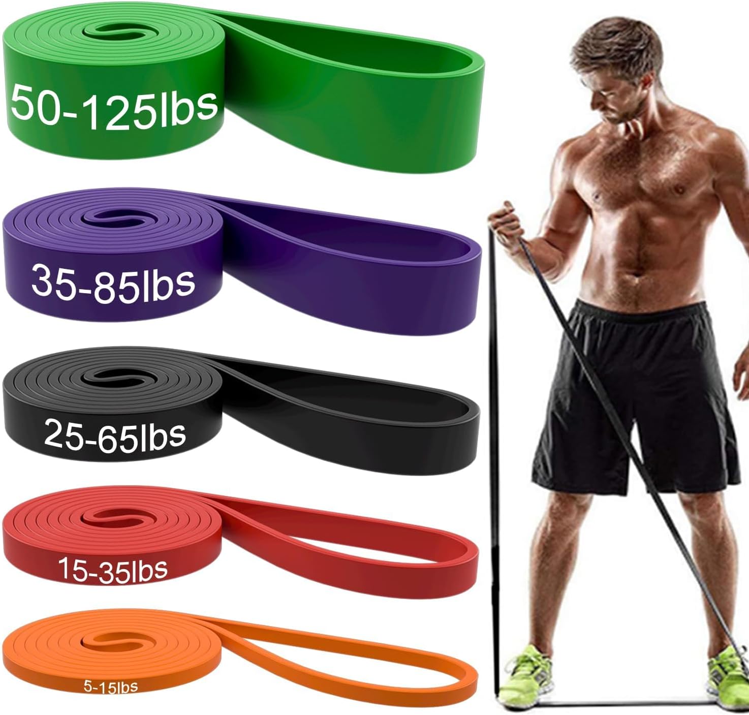 Detalle de Resistance Bands Set 5 Levels 5–125 lbs 🏋