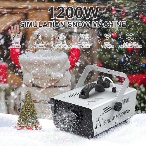 Detalle 2 de Macchina della Neve DELIBANG 1200 W con Telecomando – Effetti neve naturali per eventi e palco