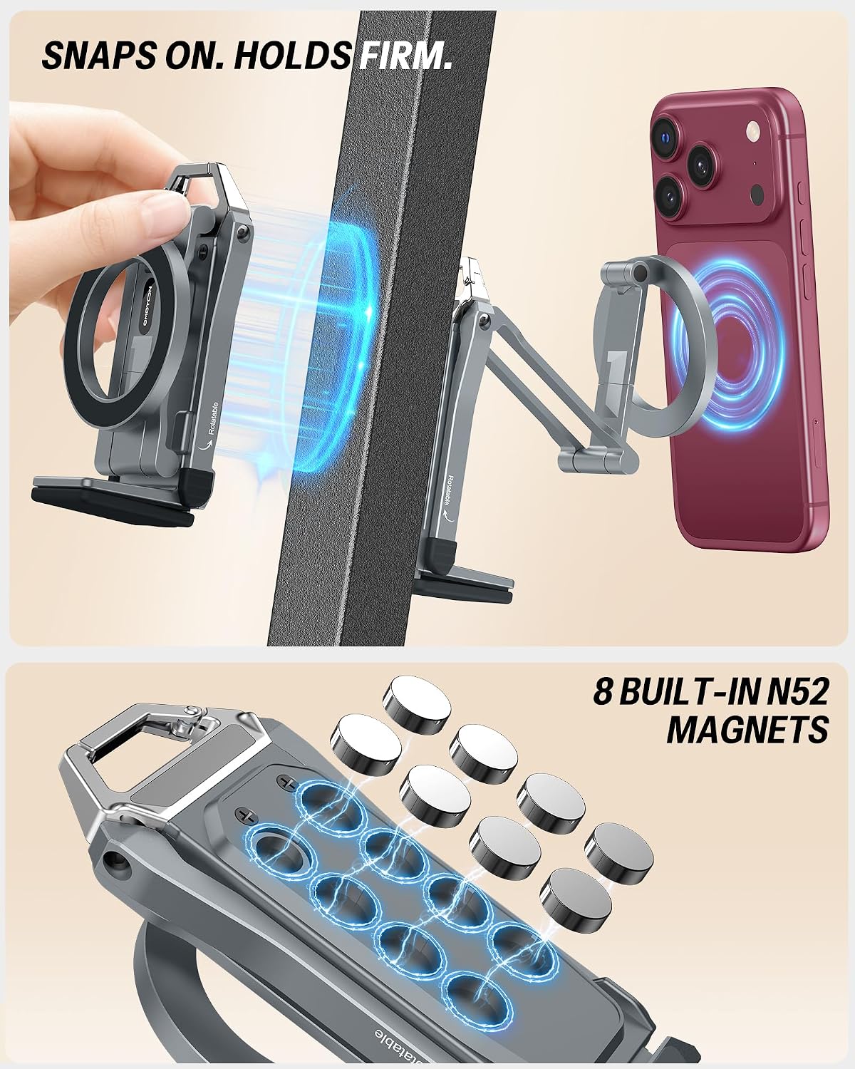 Detalle 2 de OMOTON Magnetic Phone Tripod, Aluminum