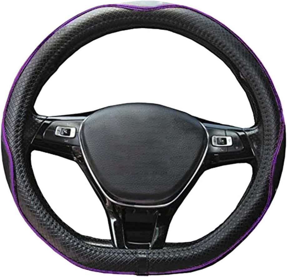 Thumbnail 6 de Istn Microfiber Leather Car Steering Wheel Cover, 15 inch D Shape – Black/Pink