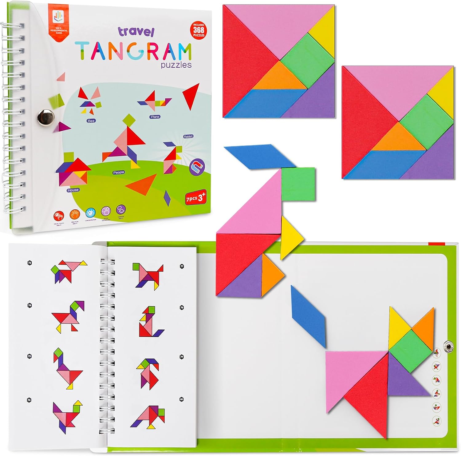 Thumbnail 6 de Magnetic Travel Tangram Puzzle with 400 Solutions