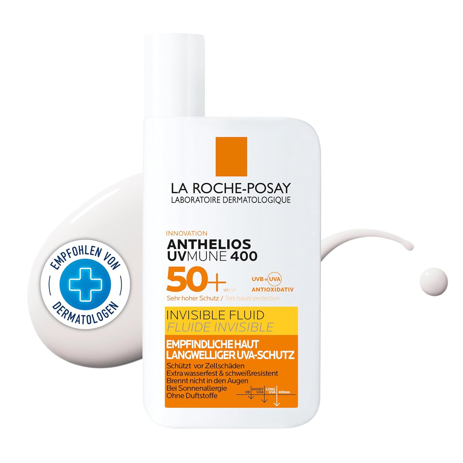 Detalle de La Roche-Posay Sonnenfluid Gesicht SPF50+ mit Mexoryl 400 – Invisible Fluid UVMune 400, 50 ml