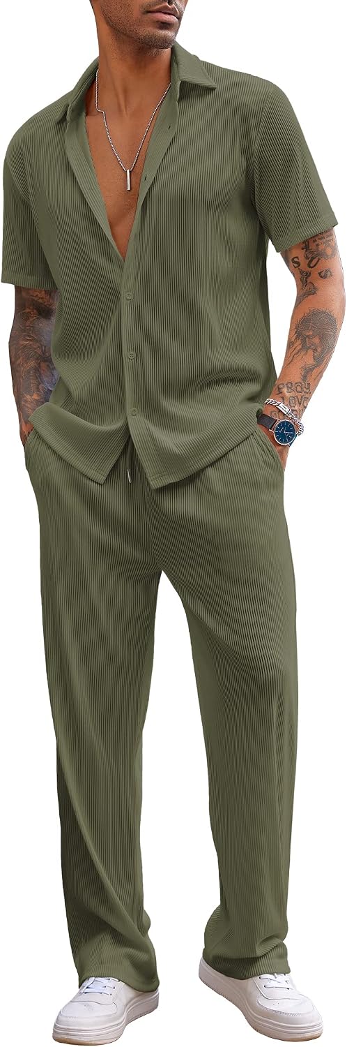 Detalle de COOFANDY Casual Shirt and Pants Set