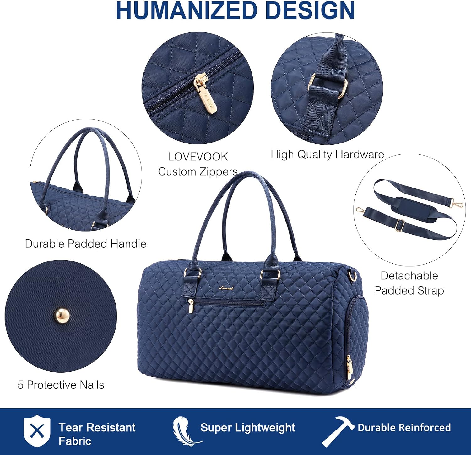 Detalle 2 de LOVEVOOK Sporttasche/ Reisetasche Damen Weekender inkl. Kulturtasche – mit Schuhfach, Nassfach & Handgepäck-Funktion