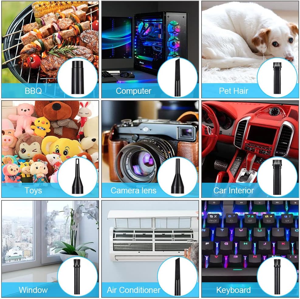 Thumbnail 6 de URAQT Aspirapolvere per computer 2 in 1 con aria compressa elettrica USB ricaricabile (mini, fino a 91.000 RPM)