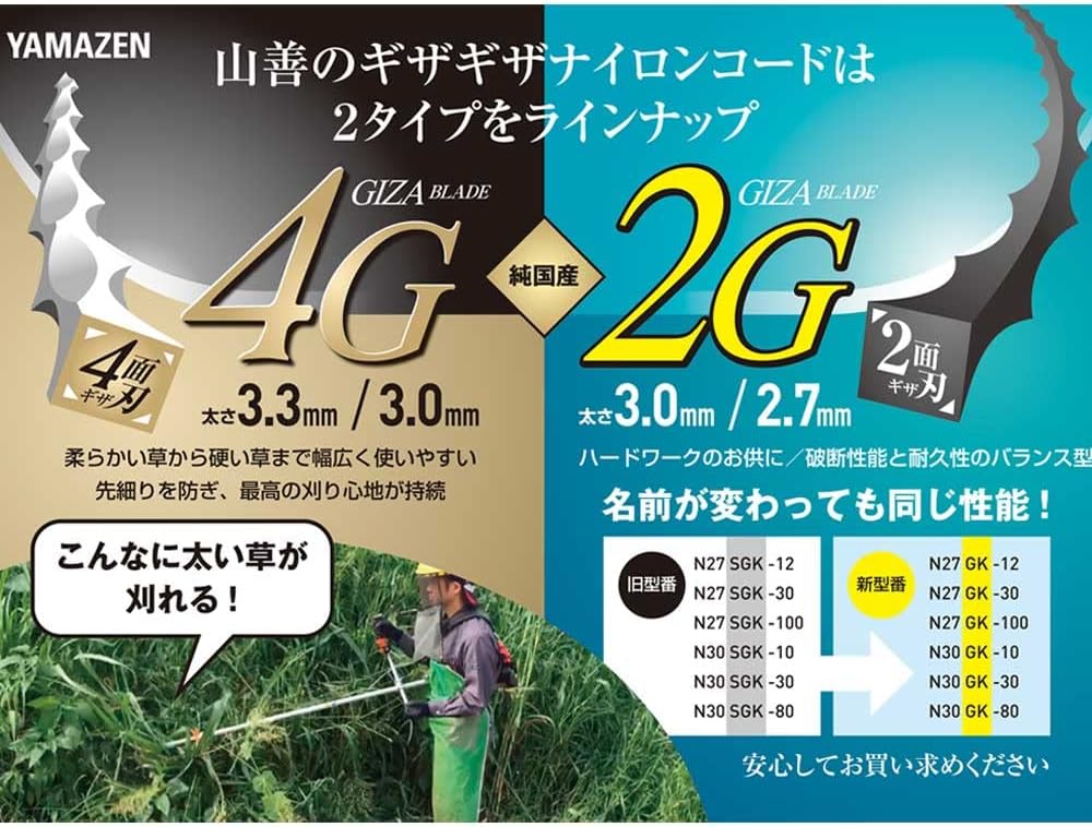Thumbnail 4 de 山善 N27GK-30 草刈用ナイロンコード 2Gギザブレード・太さ2.7mm・長さ30m