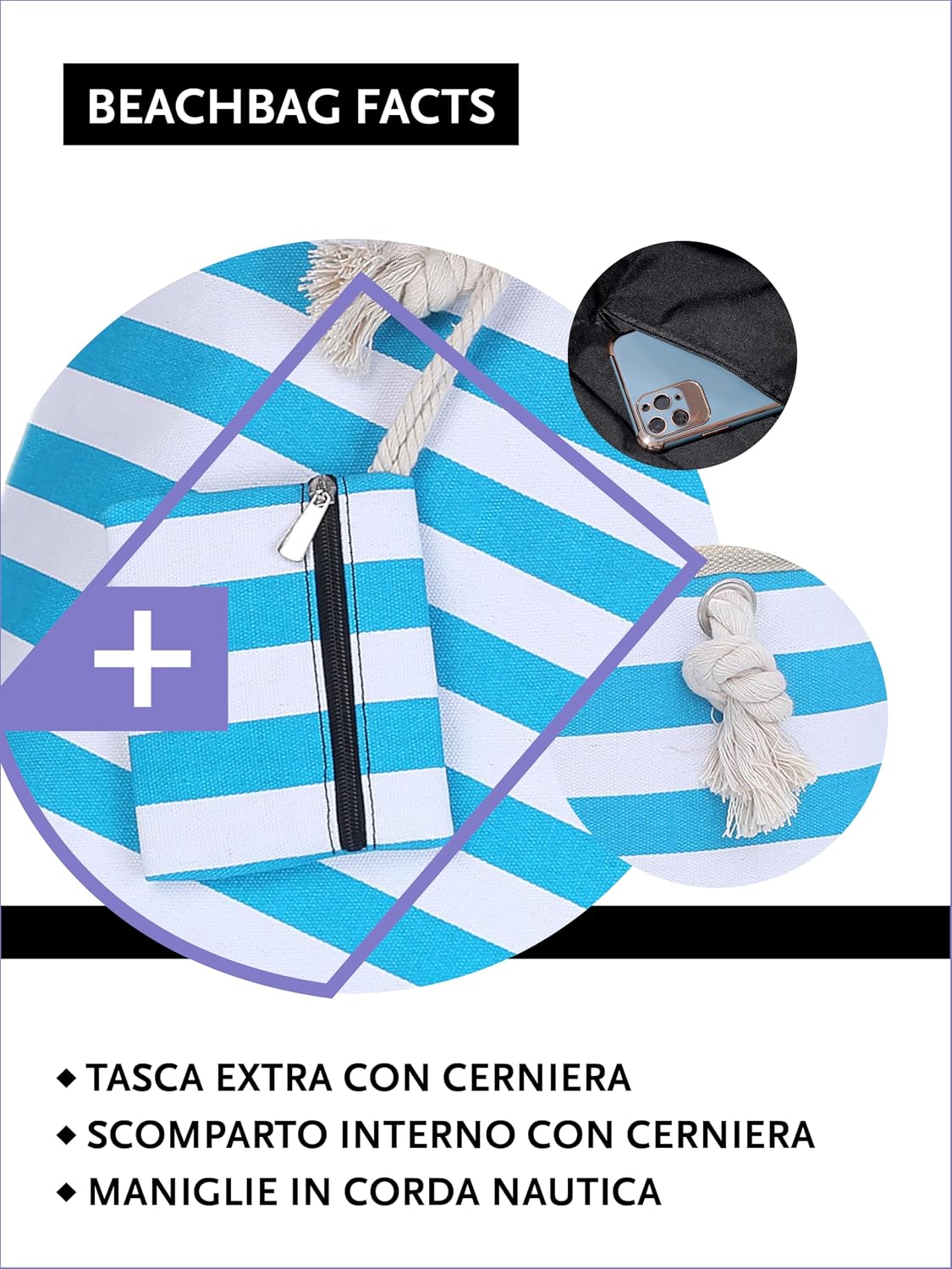Thumbnail 2 de DonDon Borsa da spiaggia XXL 58x38x18 cm