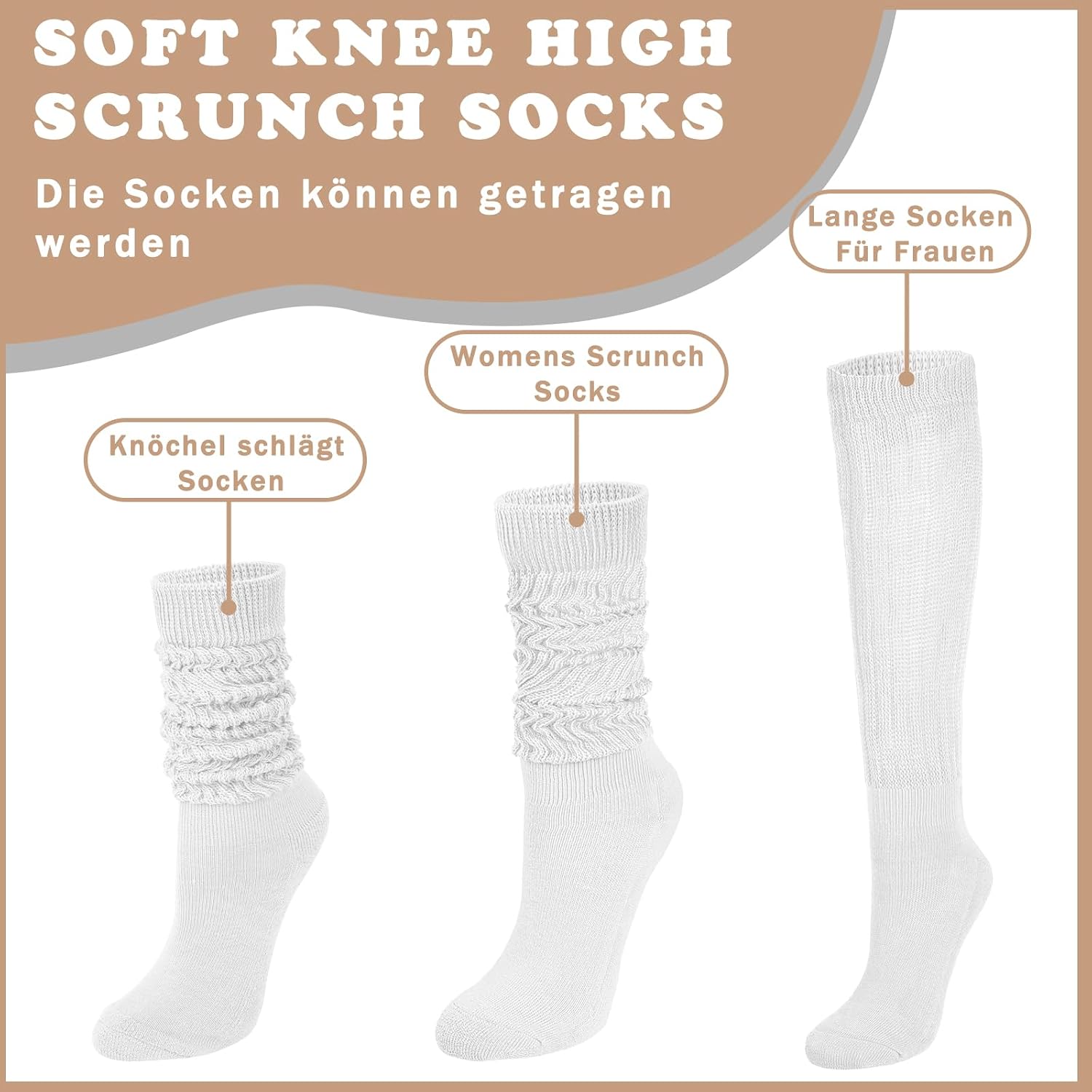 Thumbnail 3 de Tialfas 4 Paar Kniestrümpfe Damen Baumwolle