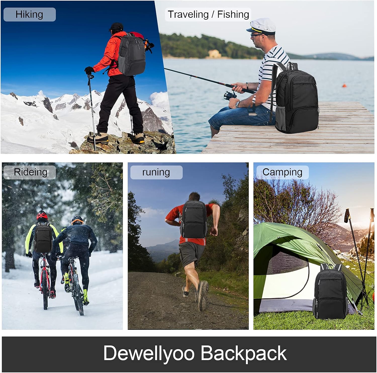 Thumbnail 6 de Dewellyoo Lightweight Foldable Rucksack 20L