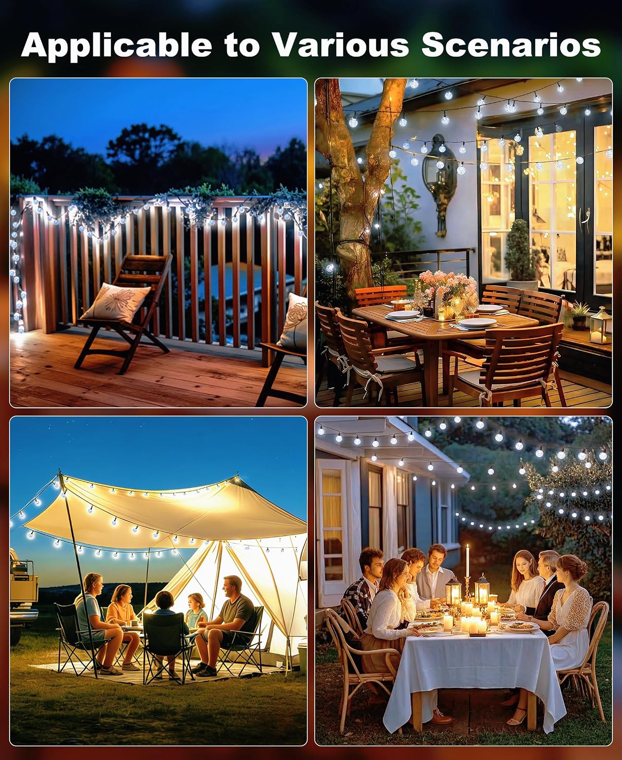 Thumbnail 6 de btfarm Solar Garden String Lights (12.5m/41ft, 50 LED) – Waterproof Crystal Ball Fairy Lights with 8 Modes
