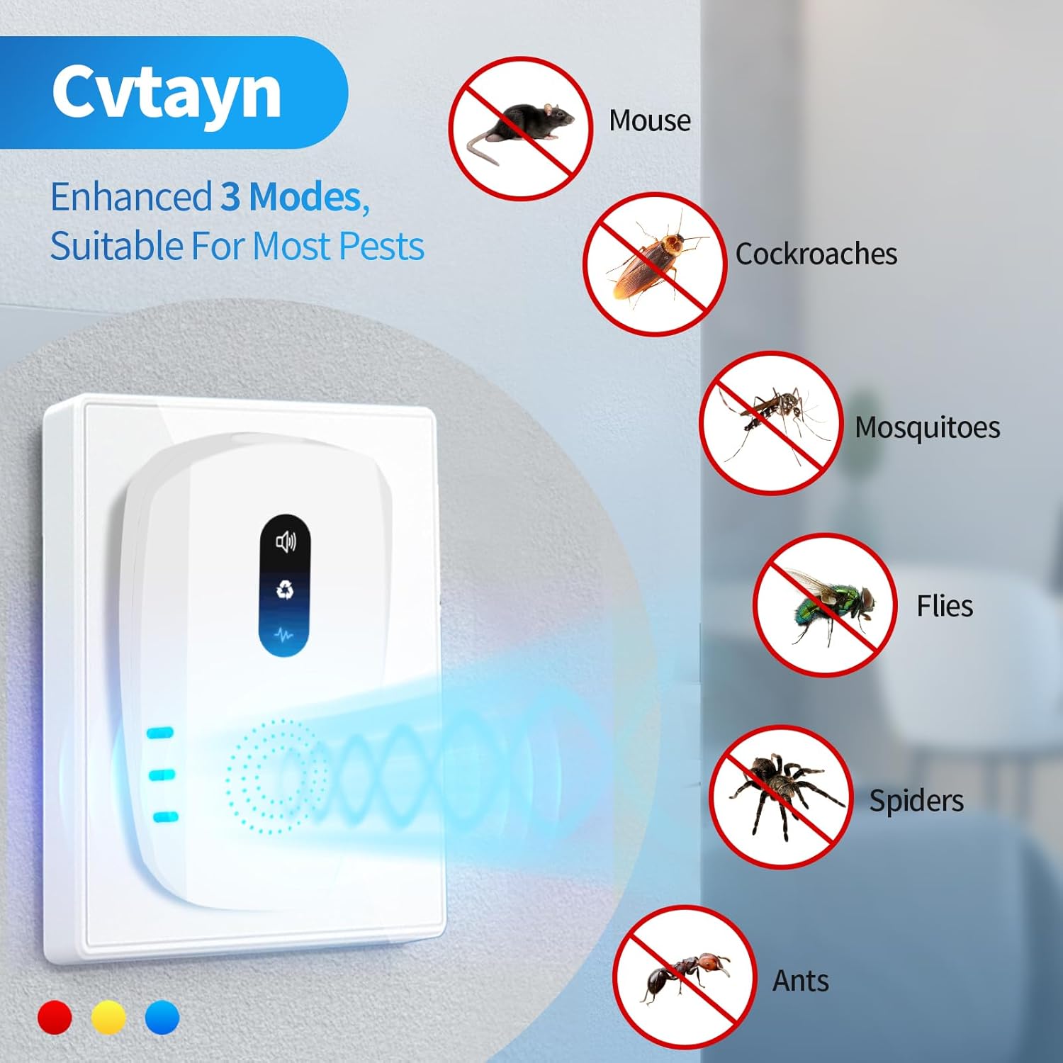 Detalle 2 de 2026 Cvtayn Upgraded Ultrasonic Pest Repellent Indoor Plug-in — 6-Pack