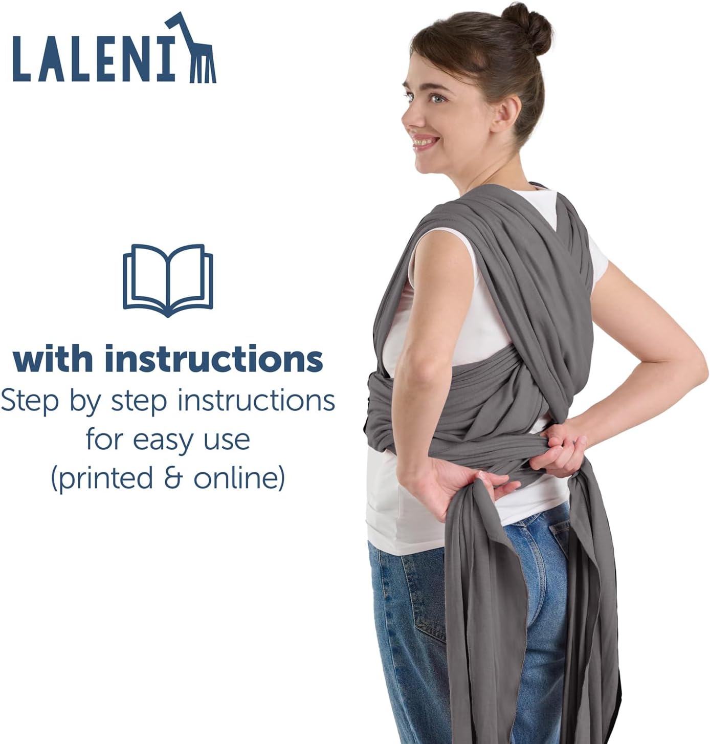 Thumbnail 6 de Laleni Baby Wrap, 100% Cotton Carrier, 5.10 m, OEKO-TEX Certified, Grey