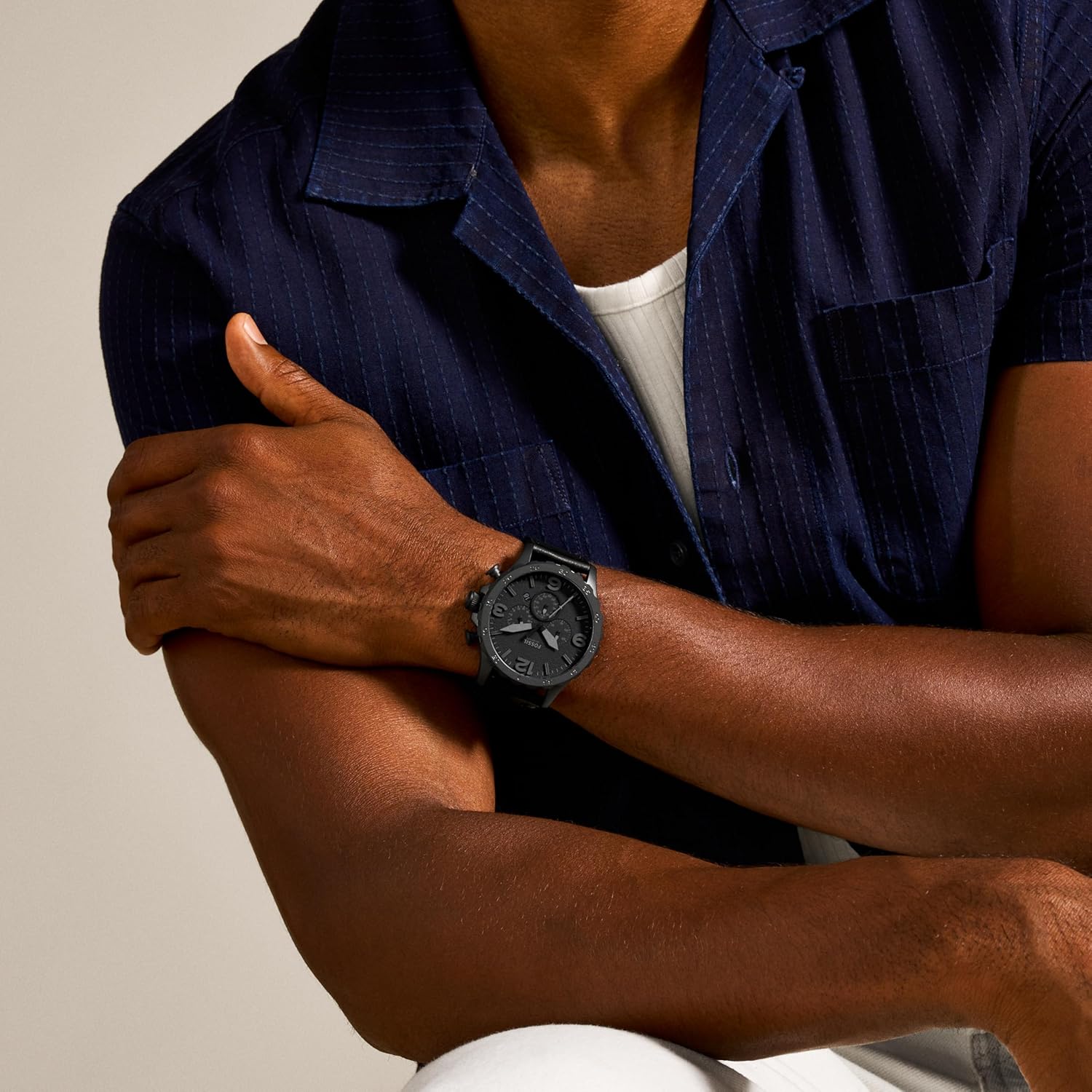 Thumbnail 3 de Fossil Nate Watch da uomo: cronografo al quarzo, cassa 50 mm, cinturino in acciaio o pelle