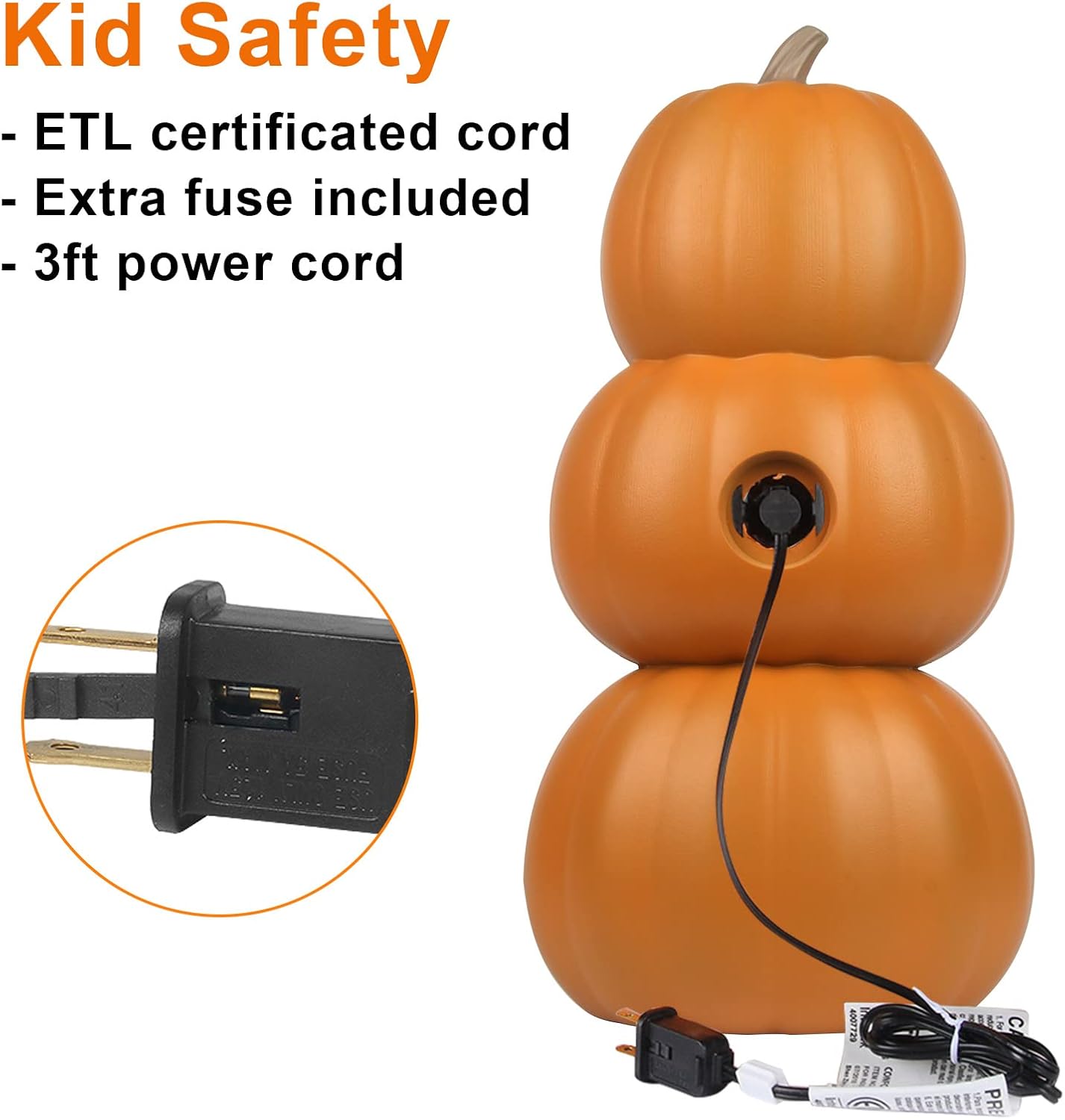 Detalle de DUNCHATY HALL81-SJQ55-JLN-17IN-3TER93 17-Inch Pre-Lit Plastic Pumpkin