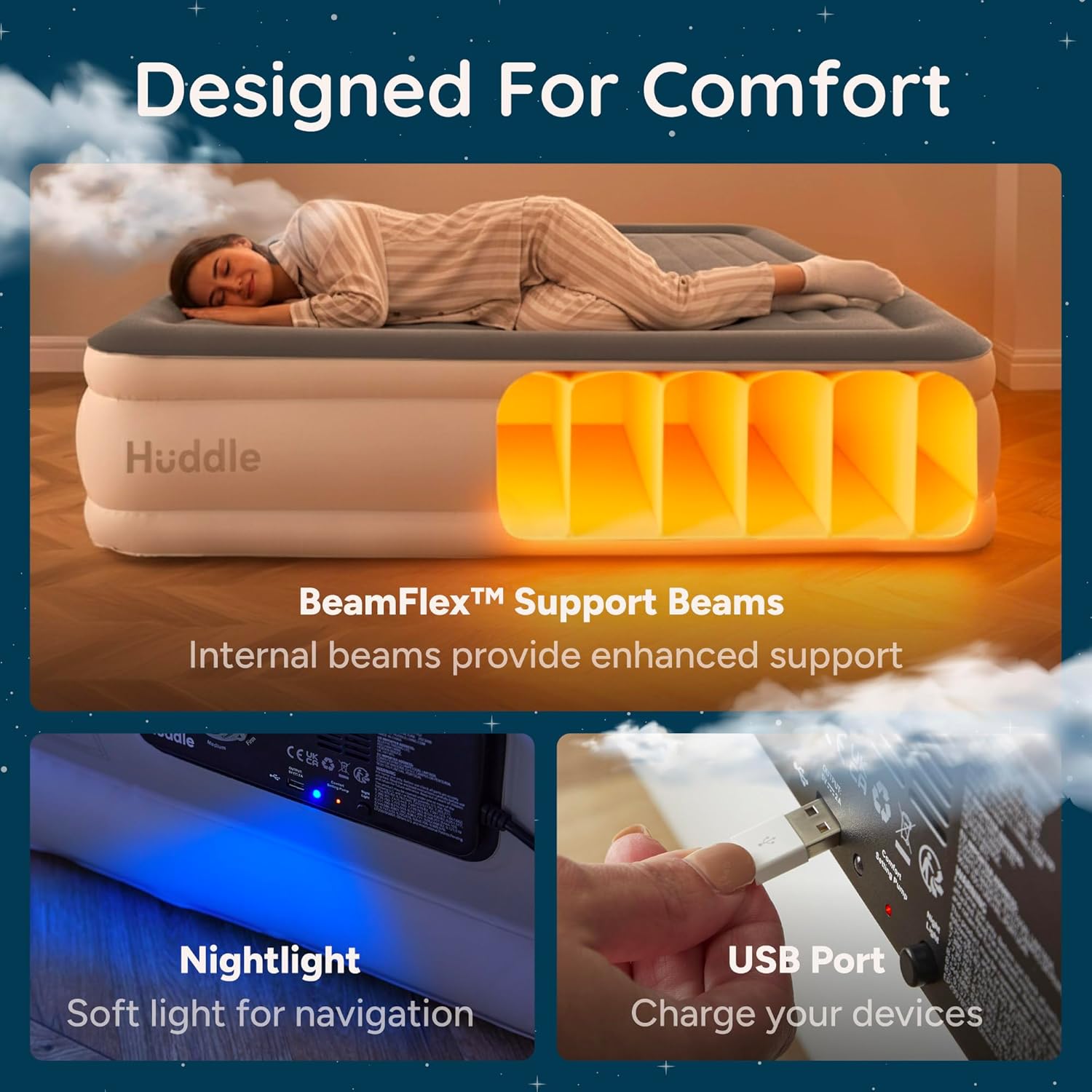Detalle de Huddle Double air bed with dual pump