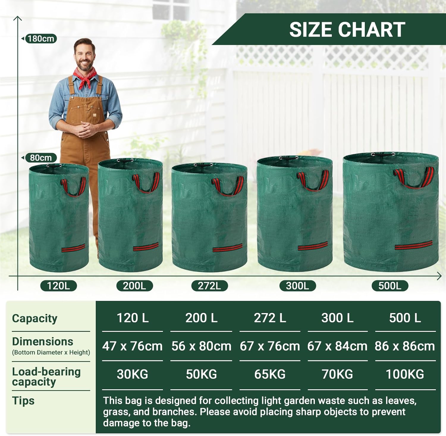 Detalle 2 de Velway Bolsas de Residuos de Jardín 120L