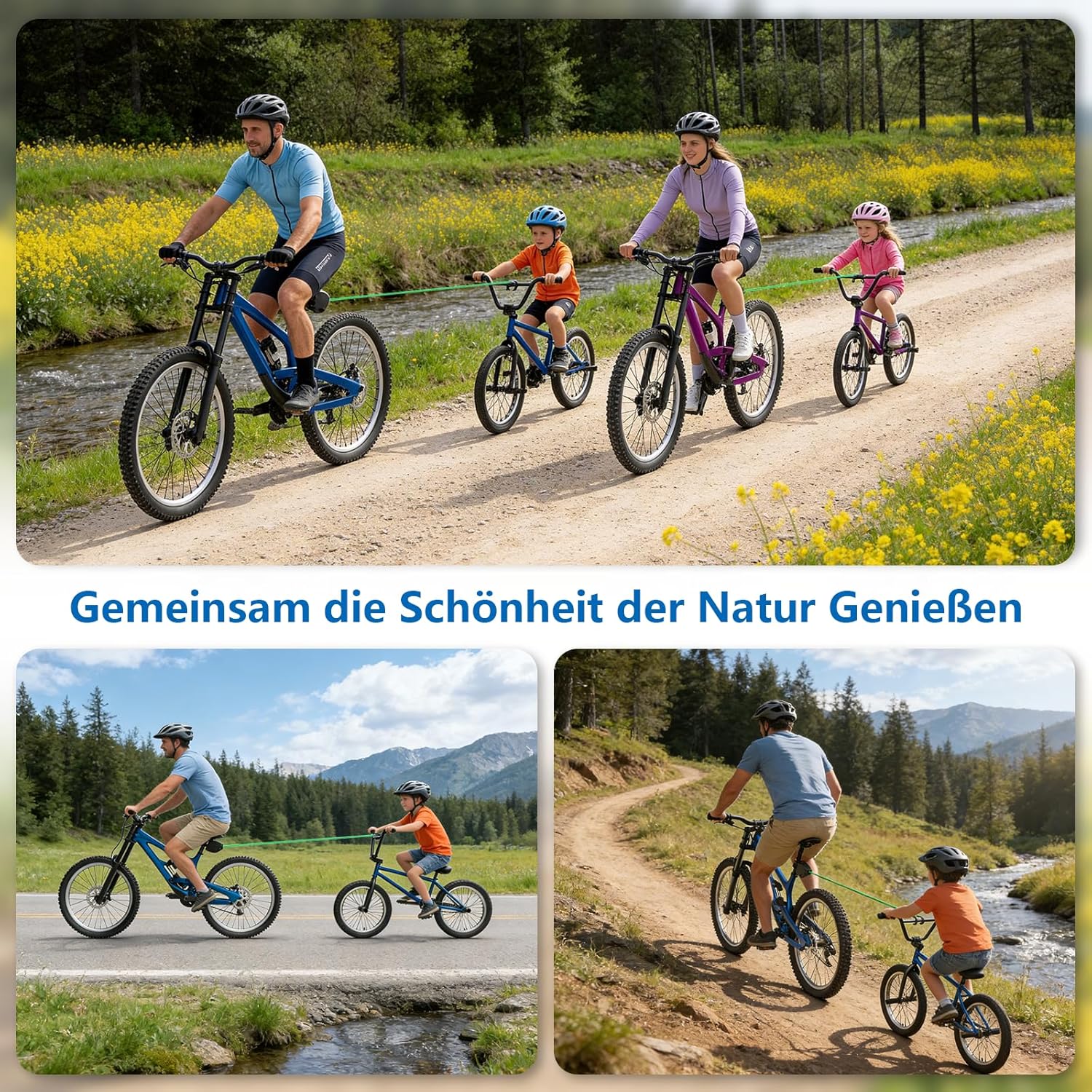 Thumbnail 5 de FIVAVA Fahrrad Abschleppseil für Kinder, 2,5 m einziehbar – Zugseil für Eltern-Kind-Radtouren